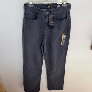 Lee boyfriend style mid rise Charcoal Gray Straight Jeans NWT